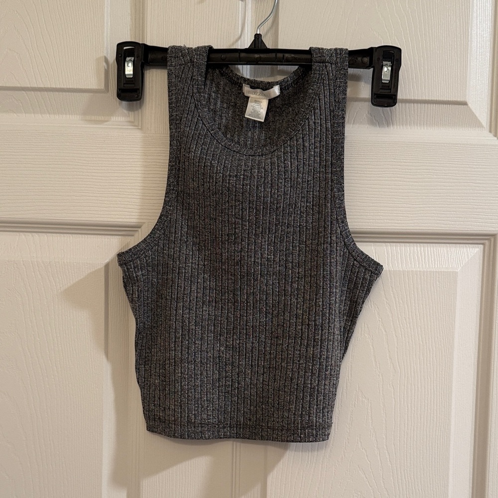 Bozzolo Charcoal Ribbed Tank Top
